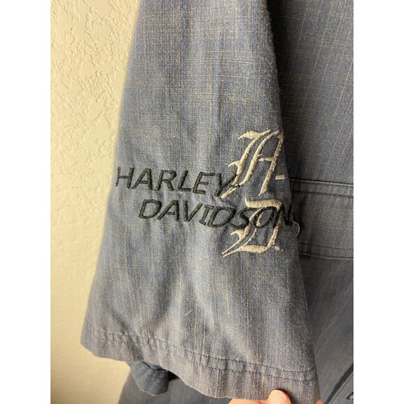 Harley-Davidson Mens Button Up Shirt Blue Size XL Short Sleeve Collared - Picture 6 of 7